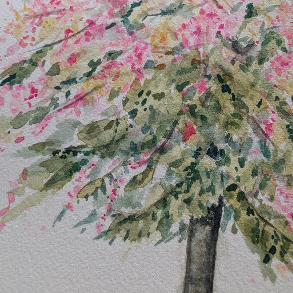 Whimsical Rainbow Flower Tree - Original Watercolor 9"x12" - Picture 3 of 8